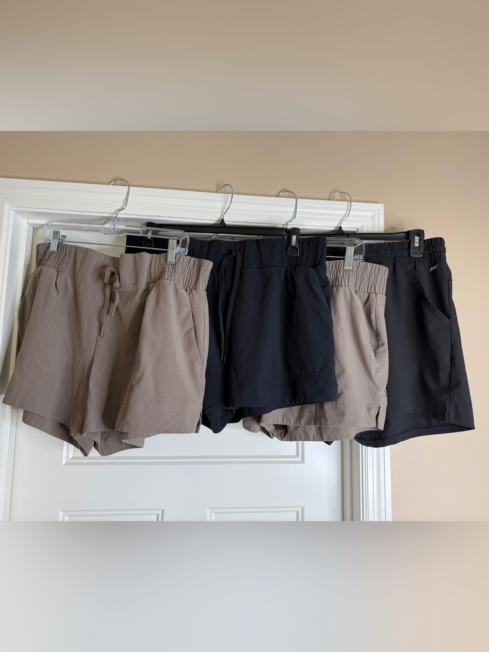 Women’s Athletic Shorts Bundle in Taupe and Black, XL